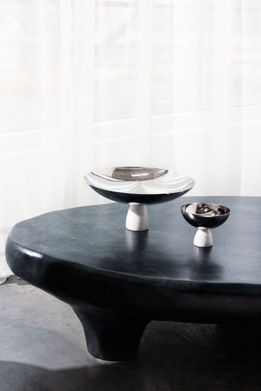 Nivo Bowl Marble and Silver